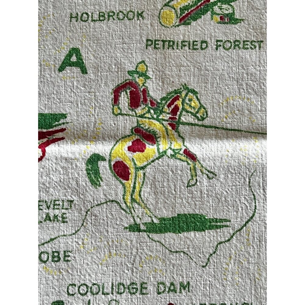 Vintage Arizona Map Tablecloth 39"x30" Cotton Linen Blend Southwest Decor Collec - Picture 5 of 13